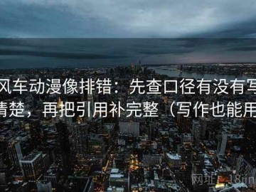 风车动漫像排错：先查口径有没有写清楚，再把引用补完整（写作也能用）
