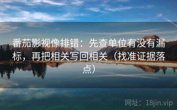 番茄影视像排错：先查单位有没有漏标，再把相关写回相关（找准证据落点）