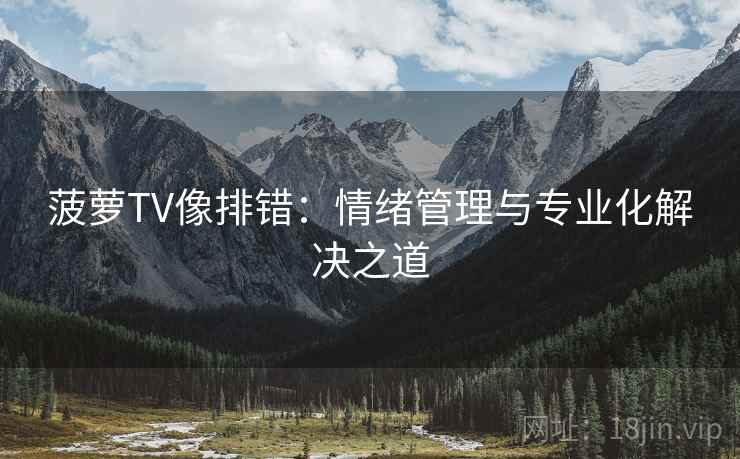 菠萝TV像排错：情绪管理与专业化解决之道