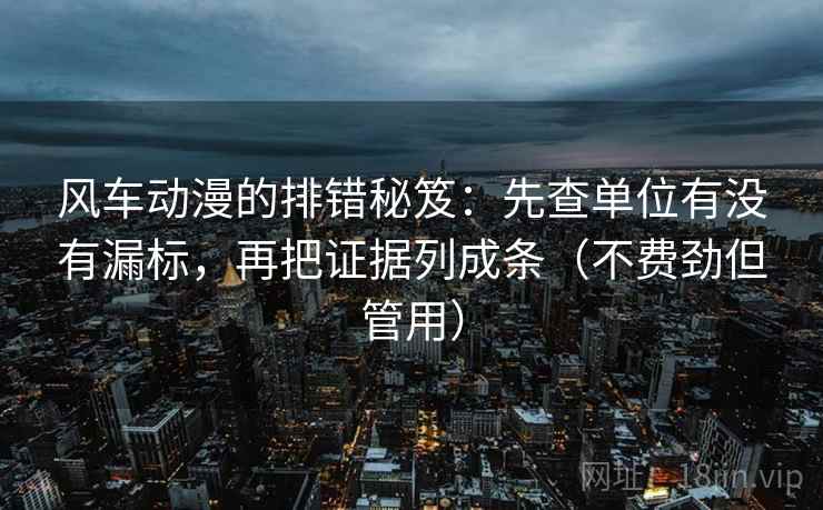 风车动漫的排错秘笈：先查单位有没有漏标，再把证据列成条（不费劲但管用）